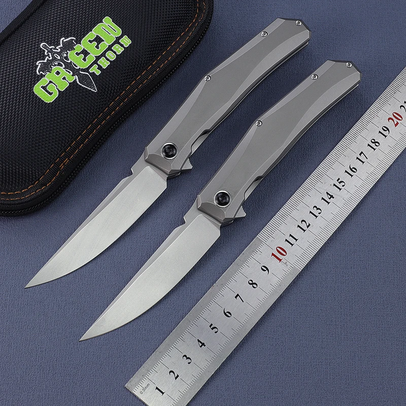 Espina Verde Mini Hoja Persa D2 – Cuchillo táctico con mango titanio