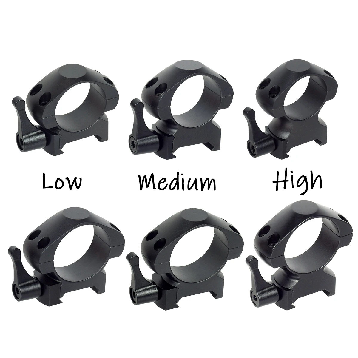 Anillo de montaje de alcance táctico de 25,4mm/30mm, compatible con riel de 20mm AR10 AR15 MK47 IA2, soporte para linterna láser de caza, 1 par - imagen 3