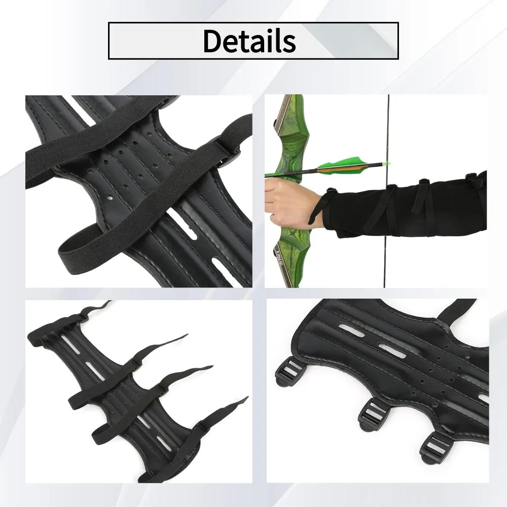 Protector de brazo de tiro con arco para exteriores, cuero sintético, práctica al aire libre, competición, caza, arco compuesto, accesorio de tiro con arco al aire libre - imagen 4