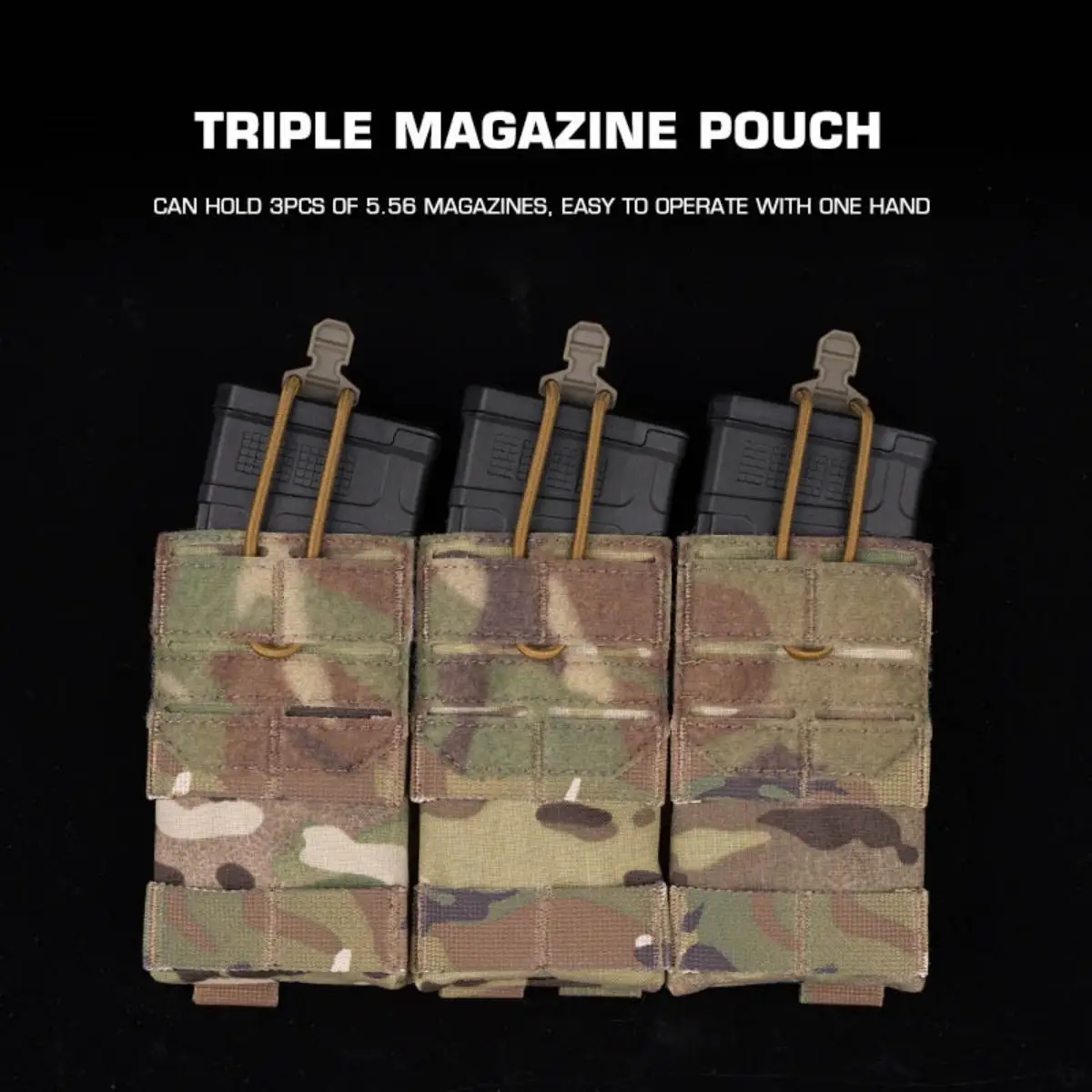 Portacargadores triple 5.56 MOLLE – Retención elástica para AR-15 - imagen 2