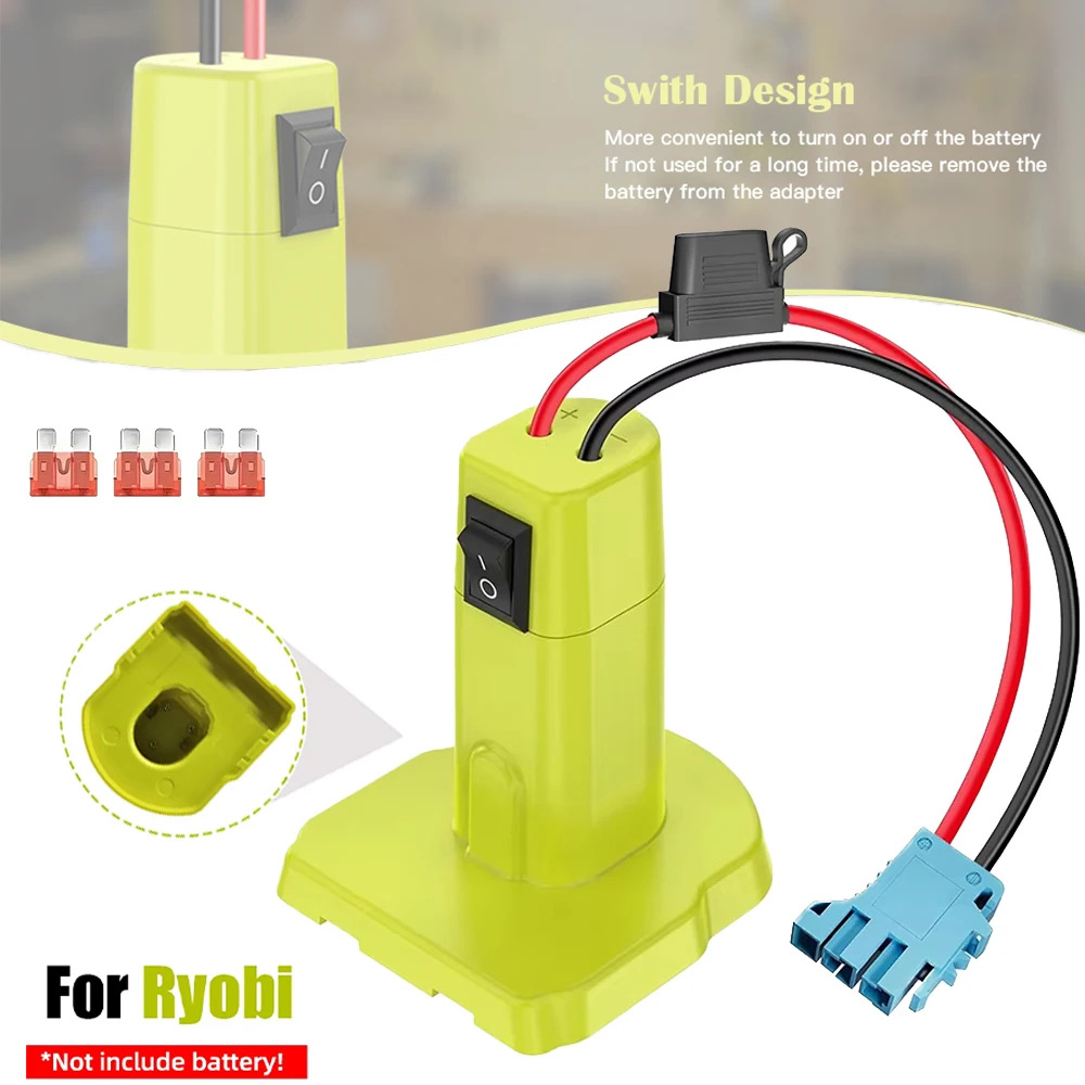 Adaptador de batería para Ryobi ONE + 18V Nimh/Nicd/batería de iones de litio DIY adaptador de ruedas eléctricas conector de herramienta para RYOBI con cables de 12AWG