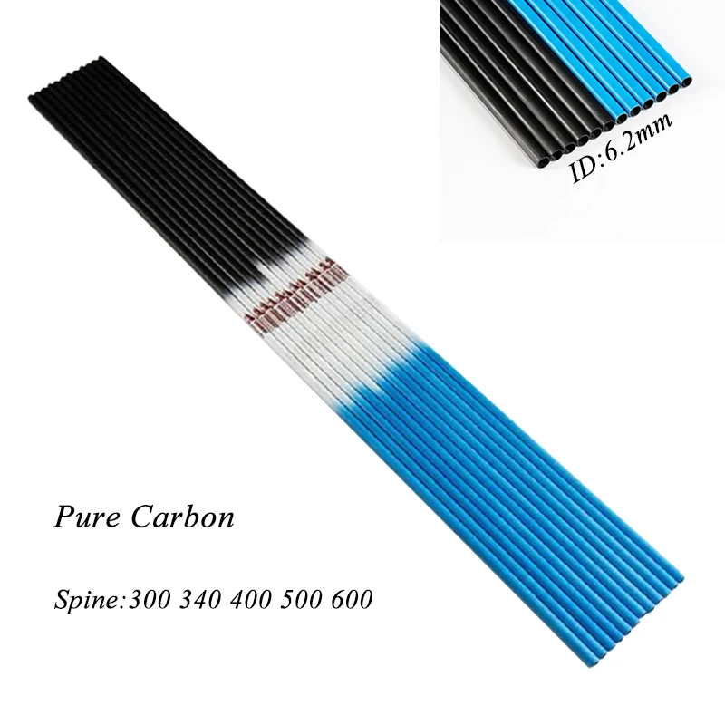 Eje de flecha de carbono 100% puro, 12 piezas, ID, 6,2mm, SP800, accesorios de bricolaje, arco compuesto, arco tradicional, arco largo de caza - imagen 2