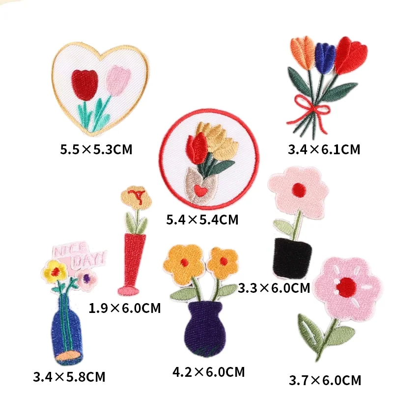 Parches adhesivos de tela con forma de corazón y flor de gato, apliques bordados para ropa, suministros de costura, insignias decorativas - imagen 5