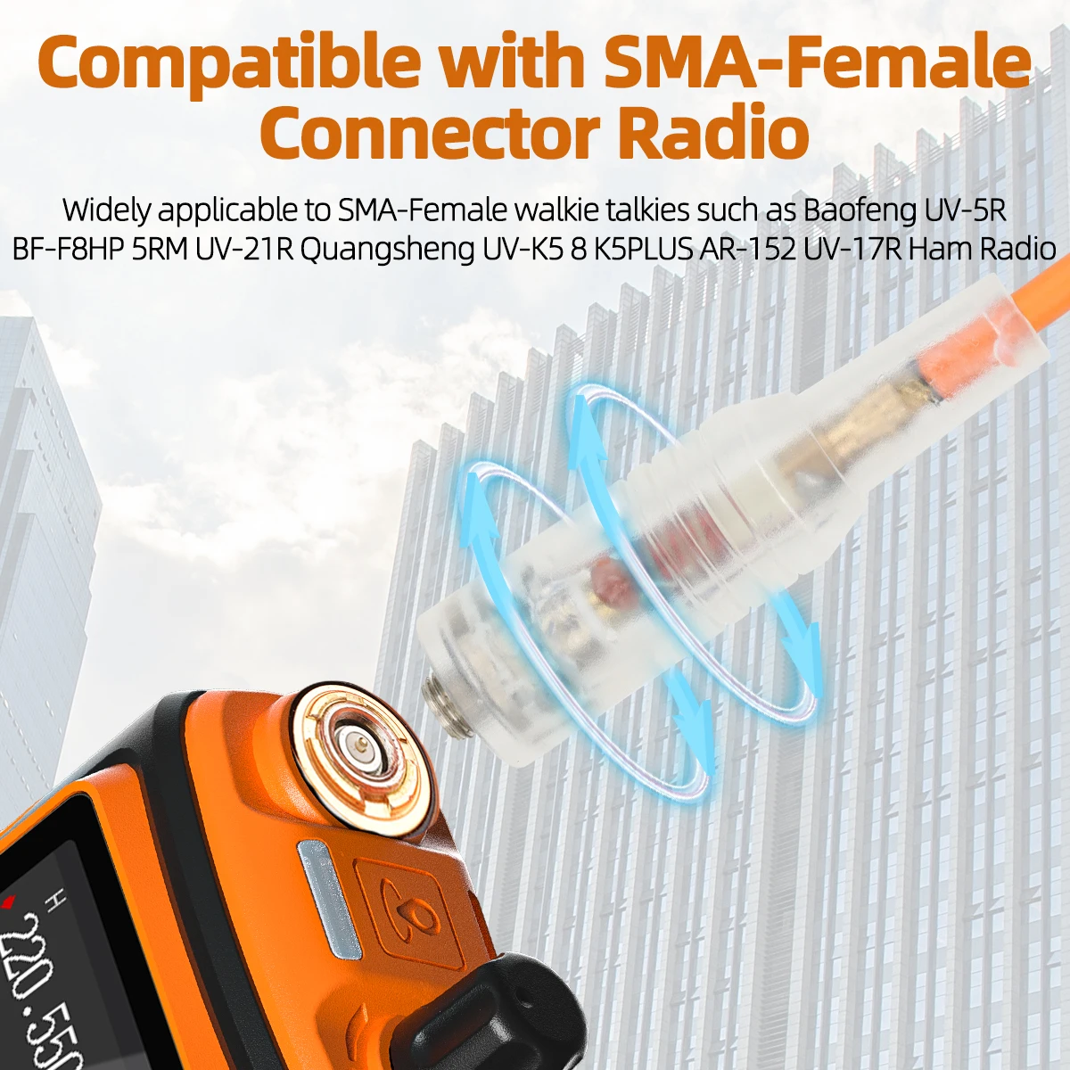 ABBREE Walkie Talkie AR-771T antena SMA hembra de doble banda para Baofeng UV-5R BF-888S UV-21 PRO Quangsheng UV-K5 UV-K6 Ham Radio - imagen 3