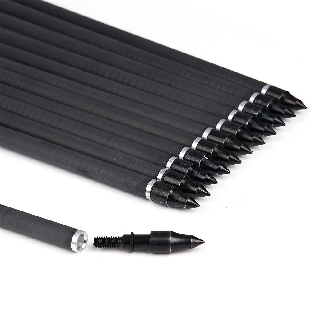 Flechas de carbono mixtas de 31,8 pulgadas, puntas reemplazables con plumas púrpuras de TPU para tiro con arco de caza, juegos de tiro con arco, 12/24 Uds. - imagen 3
