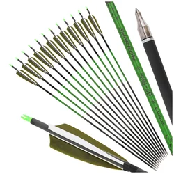 6/12X 30 "flechas de carbono puro para tiro con arco 4" pluma SP400 objetivo de práctica al aire libre ID6.2mm objetivo de tiro arco recurvo compuesto