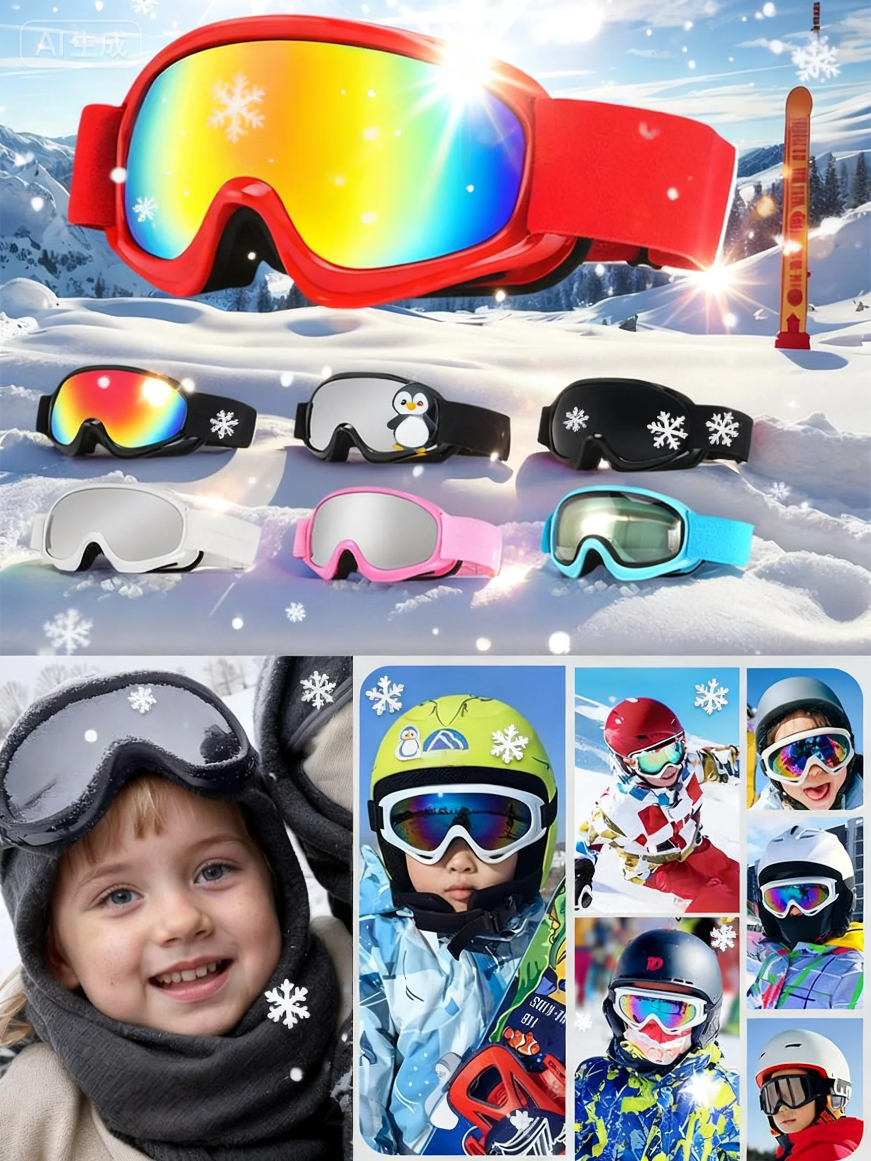 Nuevas gafas de esquí bonitas para niños de 4 a 14 años, gafas antiniebla UV400 para nieve, deportes al aire libre, Snowboard de invierno, gafas de esquí para niños - imagen 3