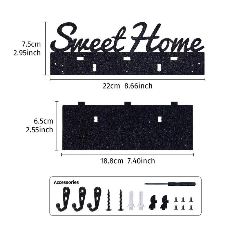 Colgador de llaves pared madera Sweet Home con perchero - imagen 3