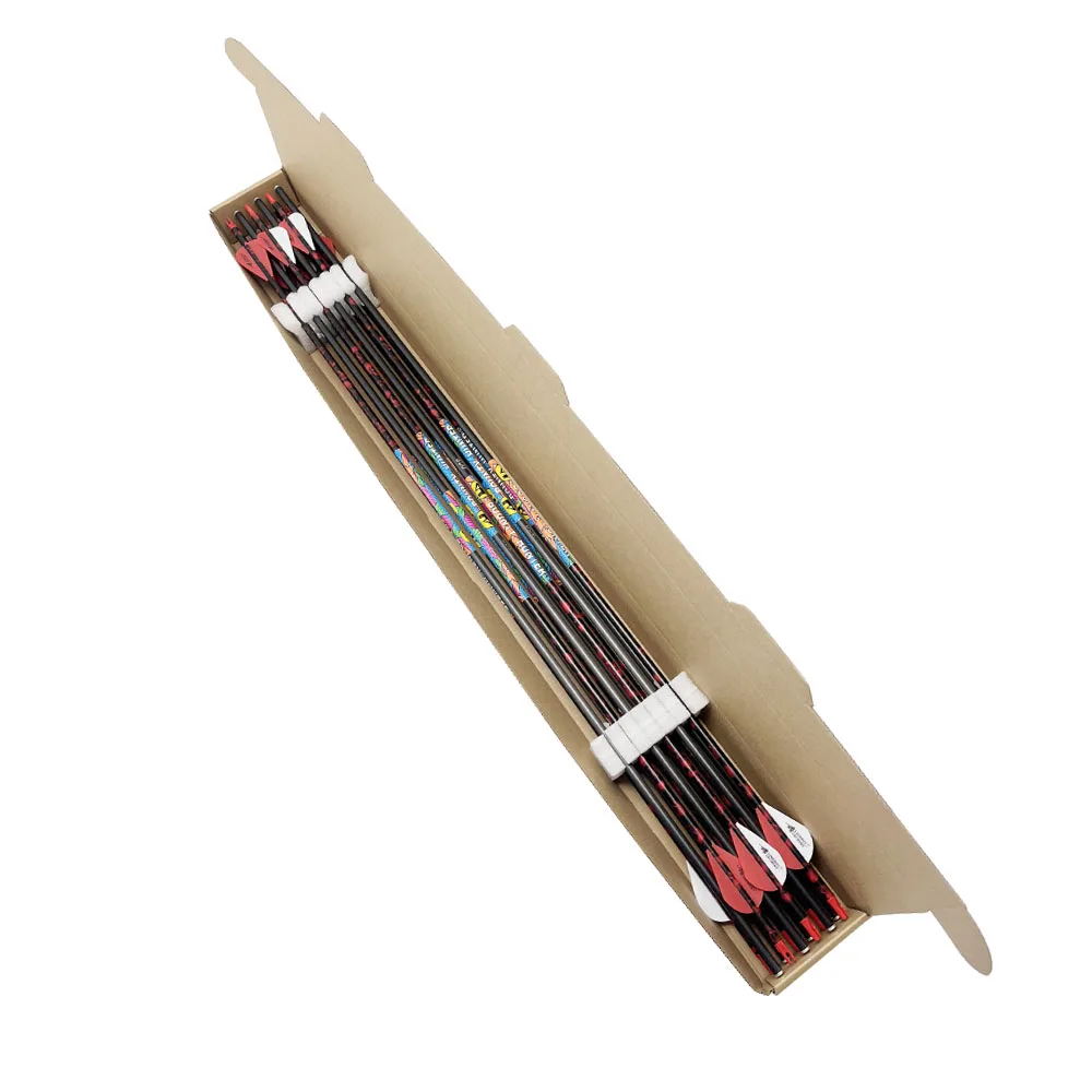 Flecha de carbono puro para tiro con arco, Spine300-800 de 30/32 pulgadas y 6,2mm con paletas de plástico de 2 pulgadas para caza con arco compuesto/recupero, 12 Uds. - imagen 4