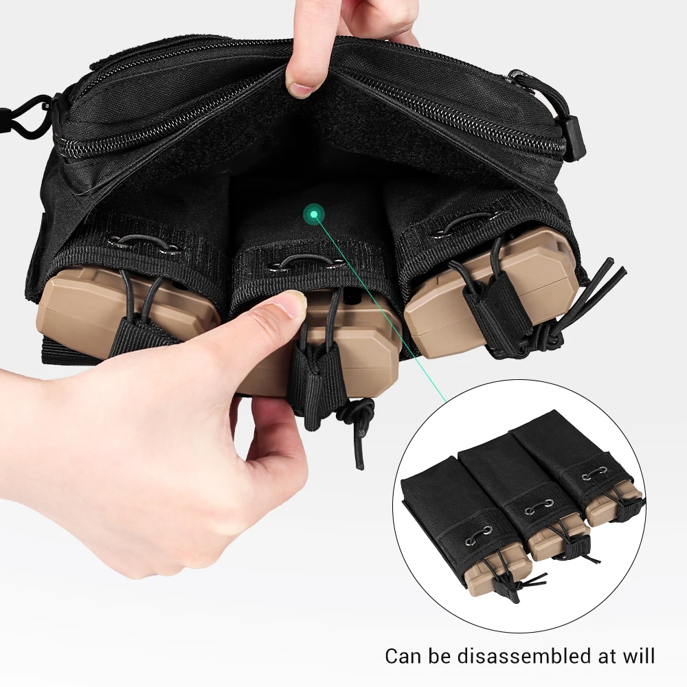Bolsa Triple Mag Molle Admin, soporte táctico abierto superior desmontable para revistas, bolsa de utilidad para cartuchos de Rifle de 2223/5,56mm y 7,62mm - imagen 3