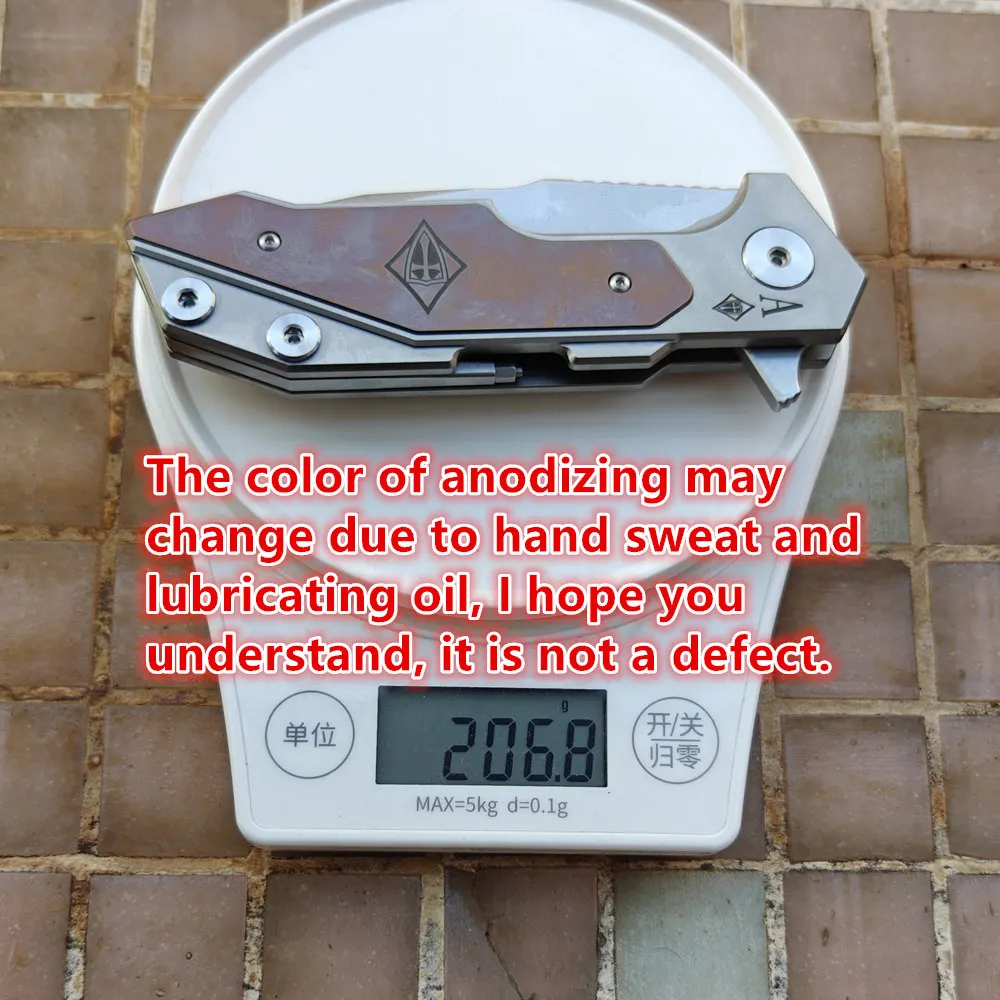 Hinderer cuchillo táctico plegable mango de titanio y rodamientos - imagen 3