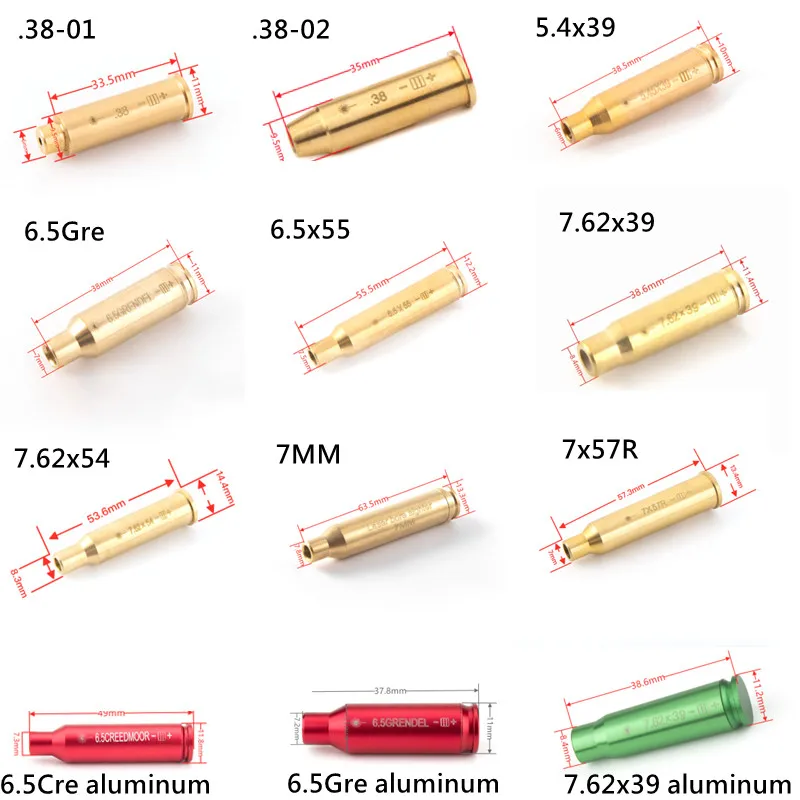 Boresighter láser de 9mm 380ACP 12GA.223 223Rem colimador láser 5,45x39 20GA mira de orificio láser - imagen 4