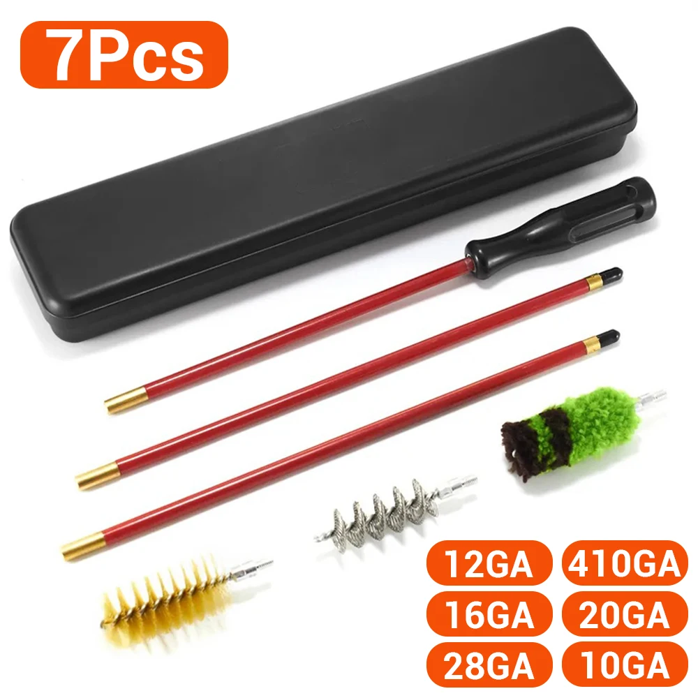 Kit de limpieza de pistola táctica Universal, 7 Uds., cepillos para Rifle, herramienta, pistola, varilla de latón, Kit de limpieza para 12GA 20GA 28G