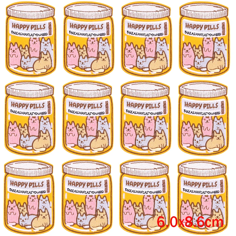 Parche de dibujos animados para planchar, parches bordados para ropa, parches termoadhesivos para ropa, insignia de Animal, Gato/Flor, 10 unids/lote - imagen 4