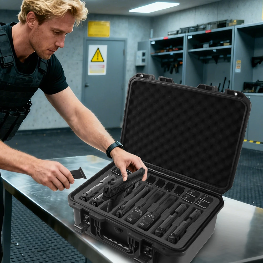 Estuche táctico para pistola para múltiples pistolas, carcasa dura impermeable para pistola, caja de pistola de gran capacidad, estuche de almacenamiento para revistas - imagen 5