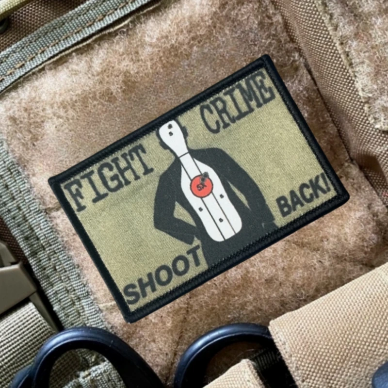Parches de gancho y bucle impresos para lucha contra el crimen, insignia de moral táctica militar para ropa, pegatina para mochila para equipo al aire libre