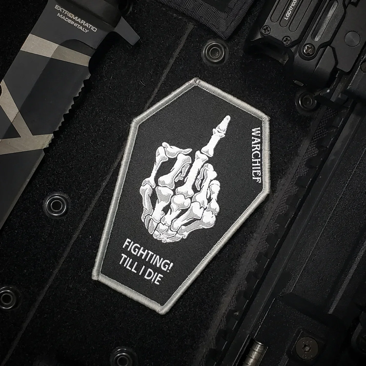 Parche bordado de francotirador principal, insignia de moral táctica de la muerte con gancho y bucle, pegatinas para sombrero, brazalete militar - imagen 3