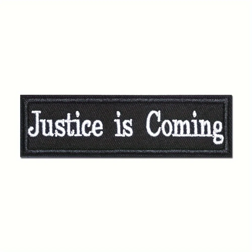 Parches Velcro Mochila TáCticos De Bordados Justice Is Coming - Funny Meme Militar Velcros Patch Hook & Loop - Insignia de moral bordada táctica para mochila Molle