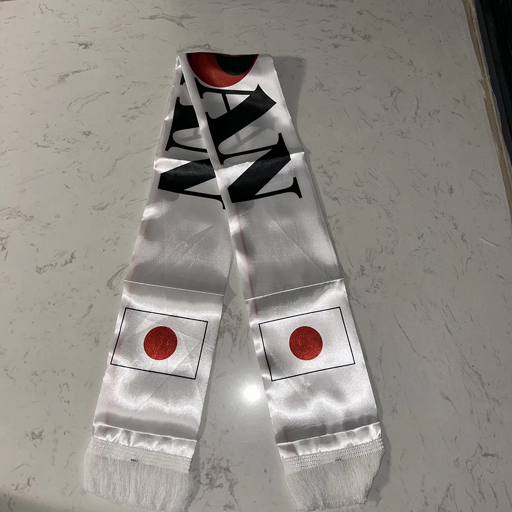 Bufanda japonesa deportiva doble cara satén con borlas, fútbol - imagen 5