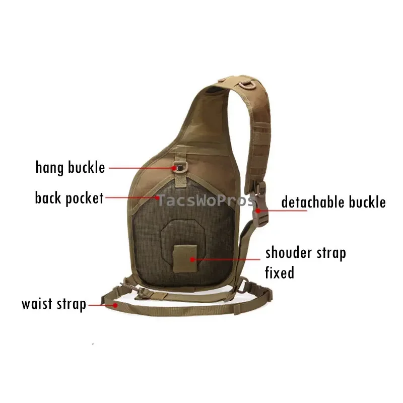 Bolsas de pecho al aire libre de gran capacidad para senderismo Camping bolso de hombro tipo bandolera Molle entrenamiento táctico camuflaje Sling paquetes de pecho - imagen 4