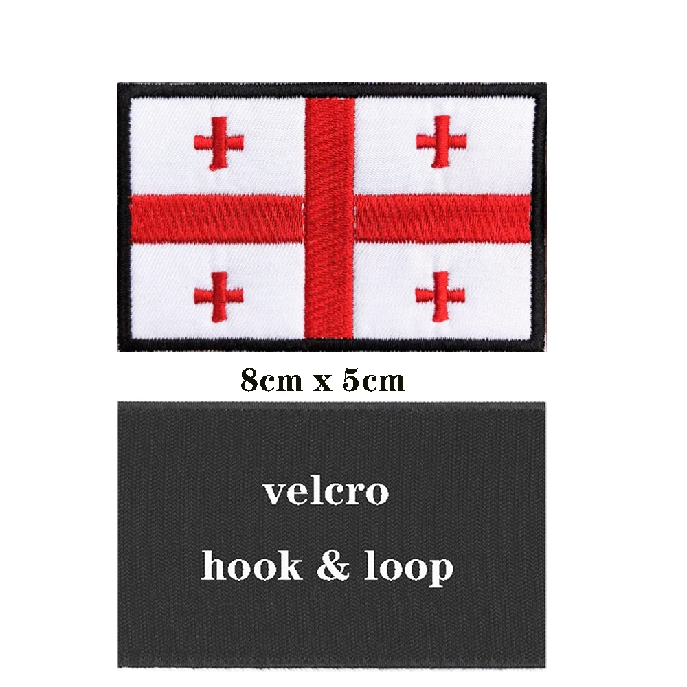 Parches de bandera de Georgia, brazalete bordado, gancho, bucle o hierro, insignia bordada, raya militar, 1 ud. - imagen 3