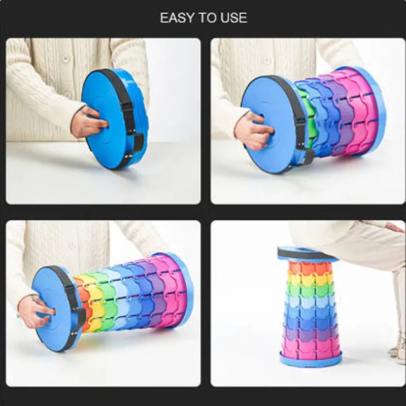Taburete plegable de arco iris para exteriores, silla portátil retráctil ajustable, ultraligera, para acampar - imagen 3