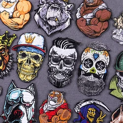 Parche bordado calavera punk termoadhesivo para planchar ropa