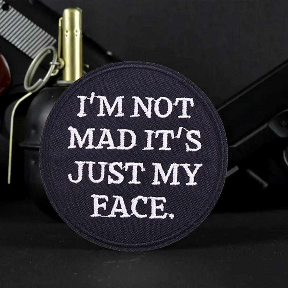 No soy MAD, es solo mi cara, parches divertidos, parche termoadhesivo, insignia de moral táctica, brazalete militar, accesorios para mochila, pegatinas - imagen 5