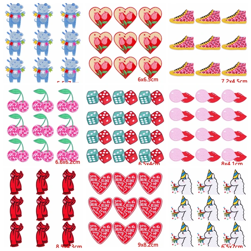 Parche de dibujos animados para ropa, parches termoadhesivos bordados para planchar, Flores, mariposas, venta al por mayor, 10 unidades por lote