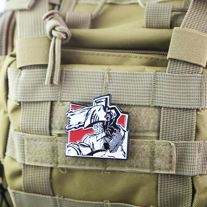 Motosierra hombre Demon Hunter táctico Anime Power parche de Metal brazalete DIY para ropa y mochila con gancho - imagen 5