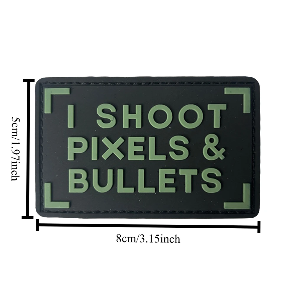 Parche táctico PVC gancho y bucle moral I shoot pixels bullets - imagen 2