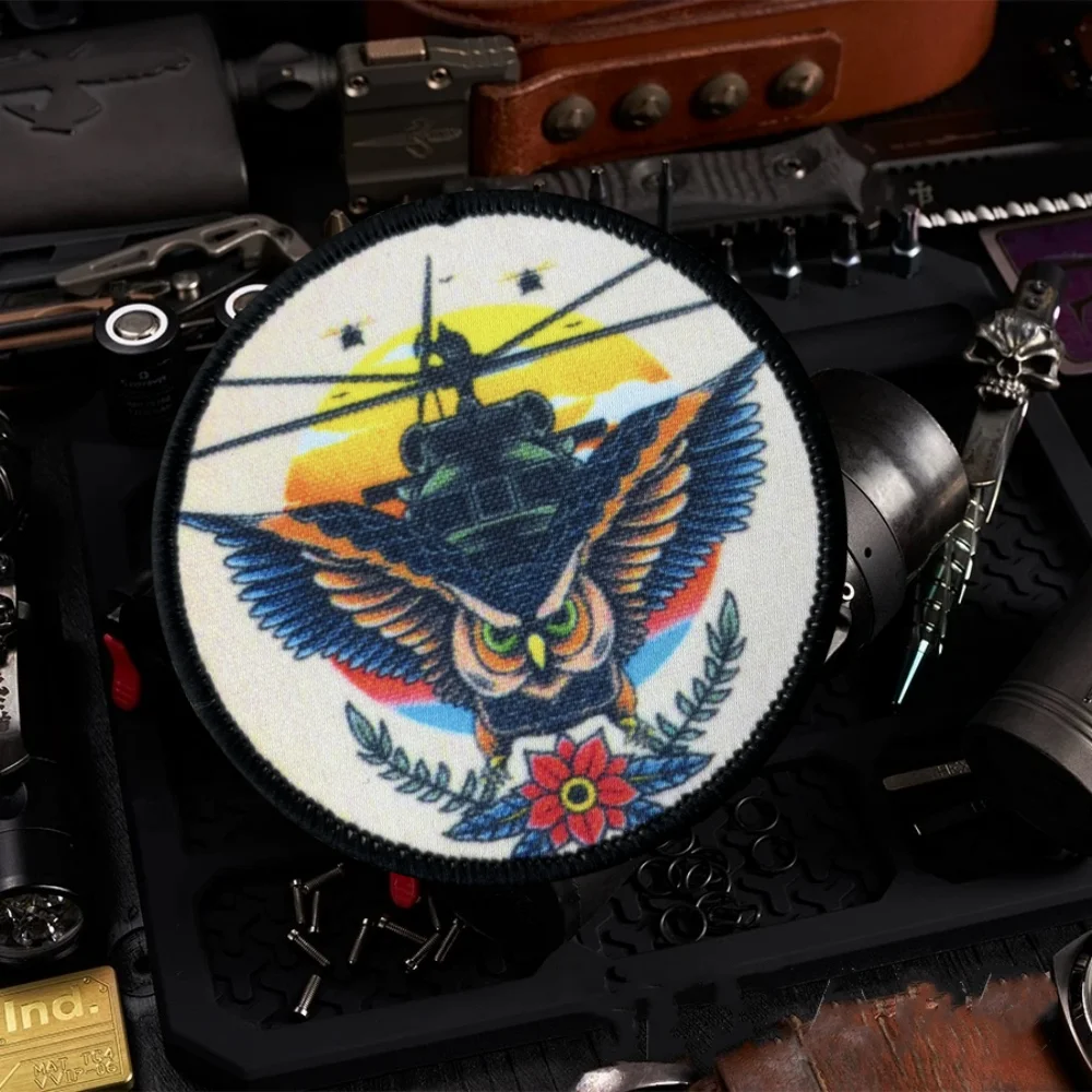 Parche táctico "búho y helicóptero", estampado divertido, gancho y bucle, insignia de moral militar, brazalete, pegatinas para mochila Chevron - imagen 5
