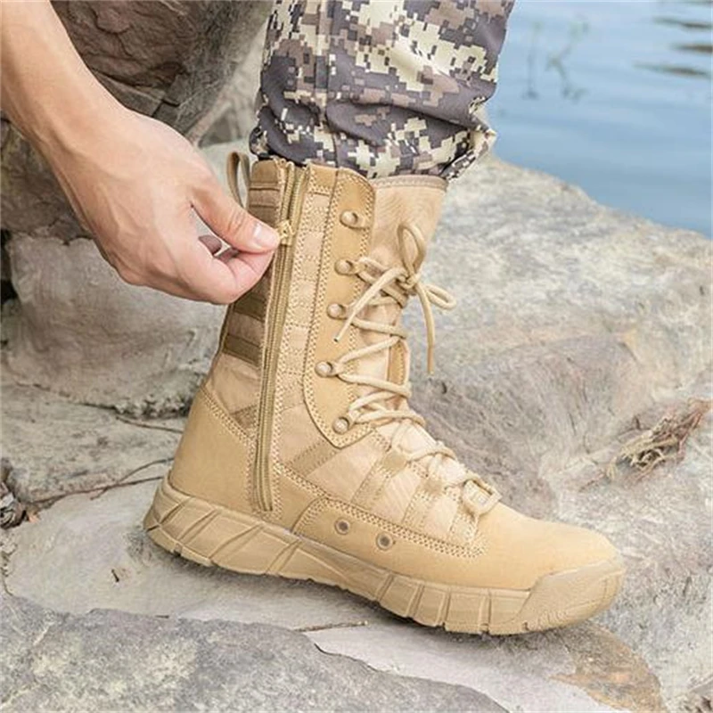 Botas militares de combate táctico para hombre, botines transpirables, zapatos ligeros para senderismo al aire libre, desierto, jungla - imagen 4