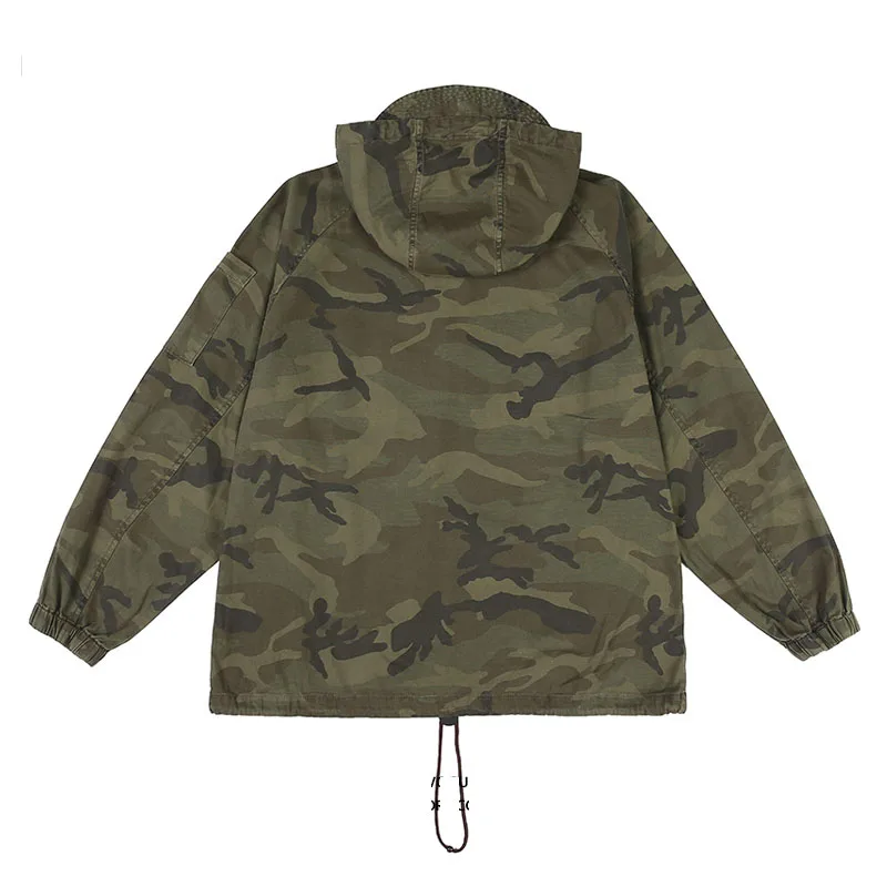 Abrigo de camuflaje con capucha, chaqueta informal holgada con media cremallera, ropa de trabajo, moda Retro, funcional, Otoño e Invierno - imagen 2