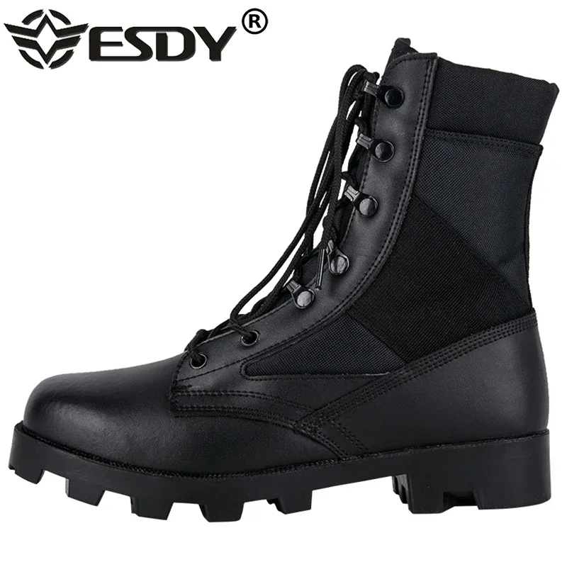 Botines de camuflaje para hombre, suelas de Panamá de cuero genuino para exteriores, botas de combate tácticas, botas de trabajo de caza, calzado de senderismo 47 - imagen 2