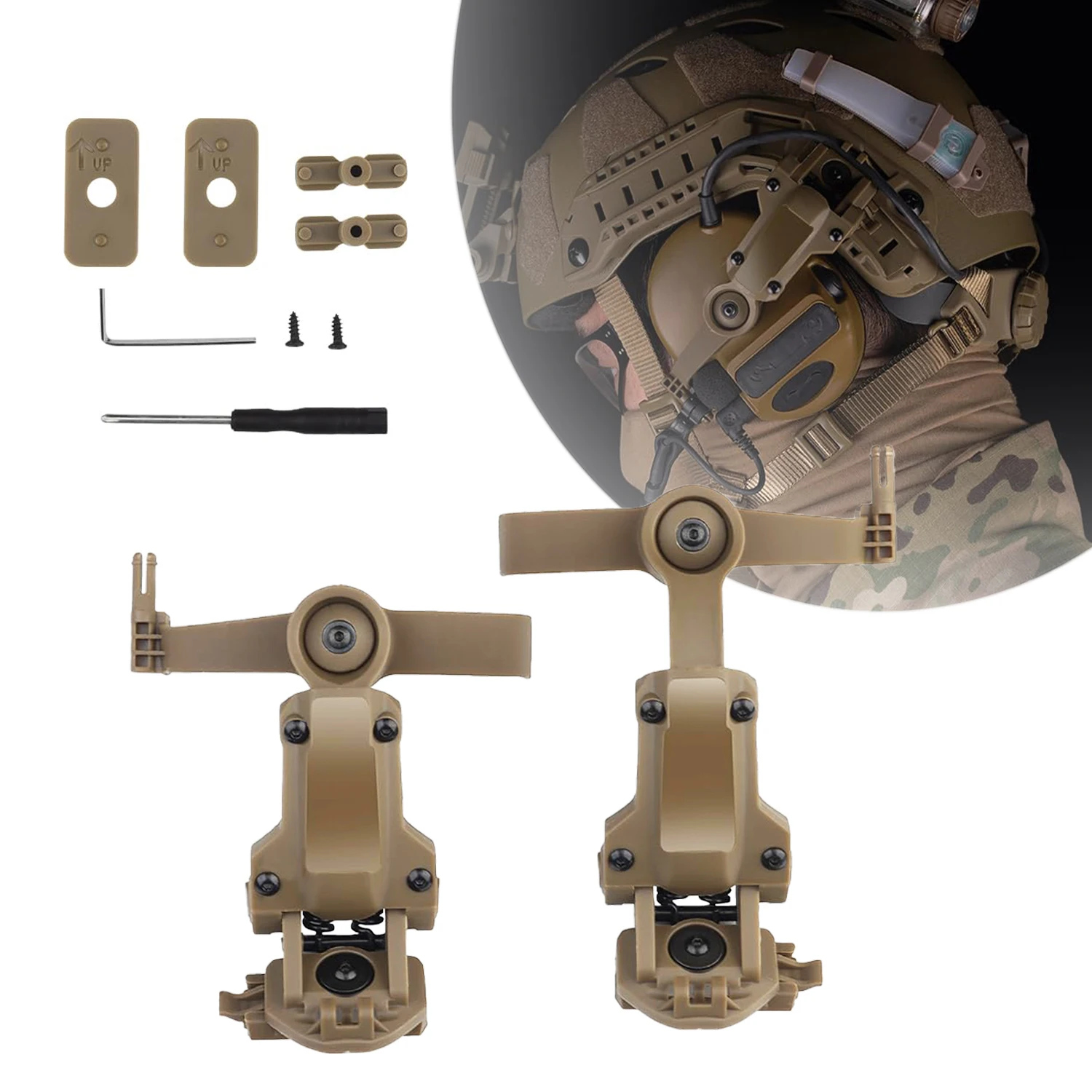 Auriculares tácticos Airsoft, nuevo Kit de montaje en riel con soporte, compatibles con auriculares C2/C3, auriculares de comunicación con cancelación de ruido Bluetooth