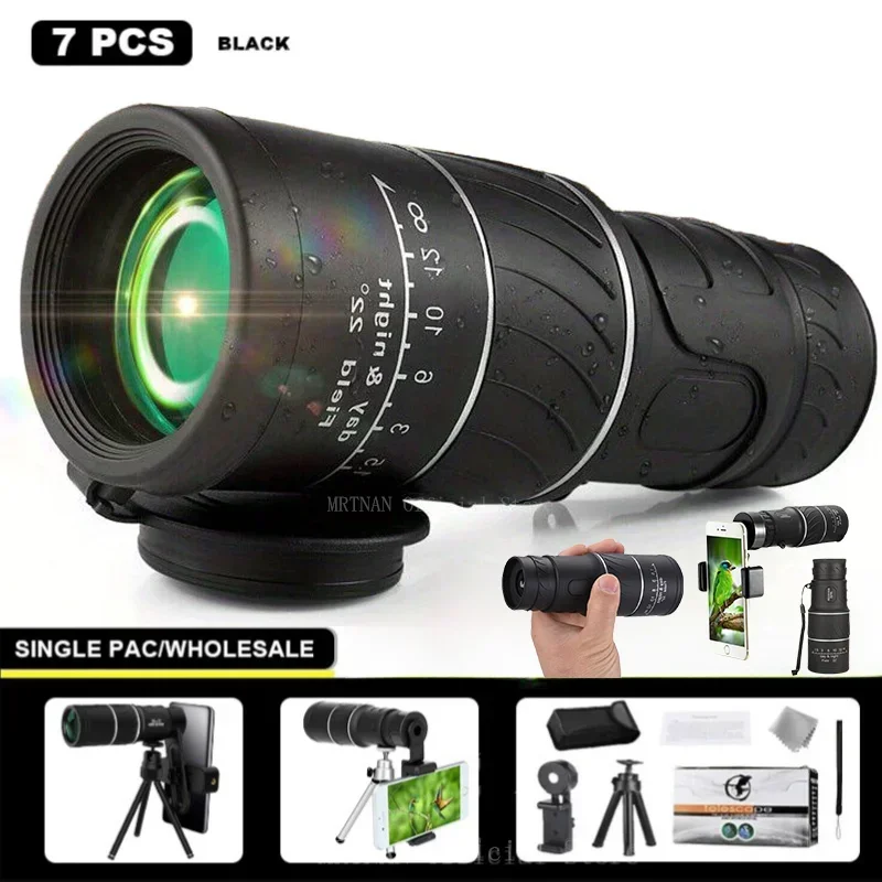 Telescopio monocular de película verde de alta definición para exteriores 16x52, telescopio de concierto de senderismo con poca luz y alcance HD - imagen 2