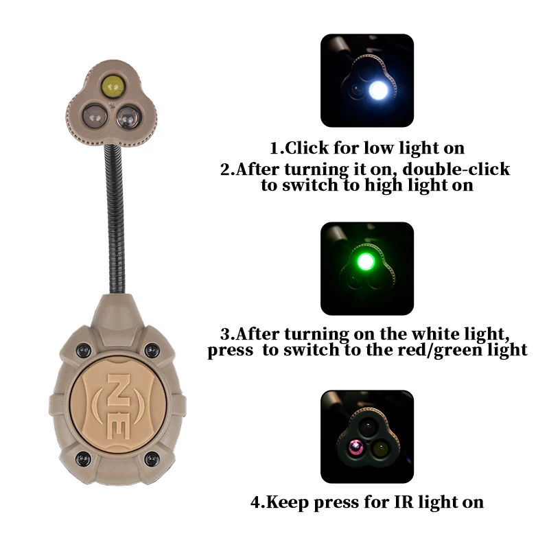 WADSN táctico GEN1 GEN2 GEN3 casco RGB luz Princeton Softair linterna punto rojo linterna LED MPLS lámpara de Rifle de arma ligera - imagen 3