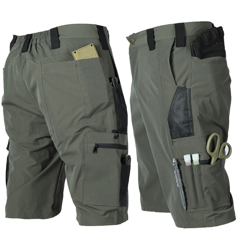 Pantalones cortos de camuflaje tácticos, pantalones de trabajo al aire libre, pantalones cortos Cargo informales con múltiples bolsillos para hombre, pantalones cortos resistentes al desgaste de secado rápido para hombre - imagen 2