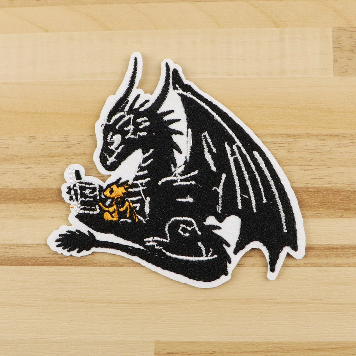 Parche bordado de dragón negro, parches termoadhesivos de dibujos animados para planchar para ropa, insignias para coser DIY - imagen 2