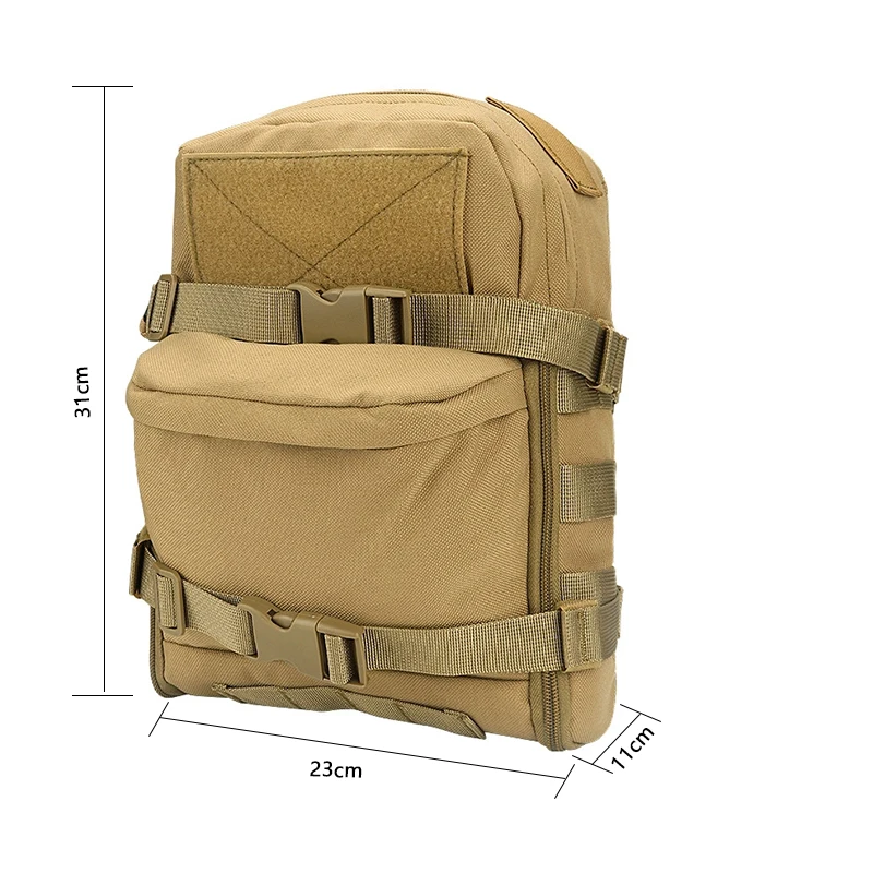 Bolsa de agua táctica, Mini tablero trasero, bolsa de agua, bolsa Molle de nailon, chaleco ligero de caza militar, accesorios de manguera, mochila con cremallera - imagen 4