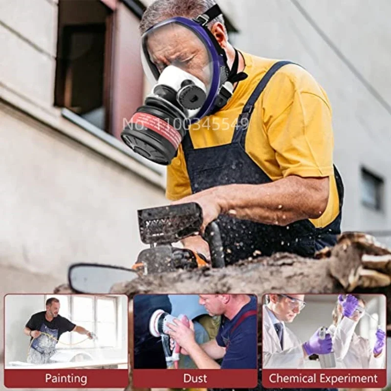 Respirador facial completo Máscara de gas Bote de filtro de carbón activado de 40 mm Adecuado para humos Químicos, pintura en aerosol, supervivencia táctica - imagen 4