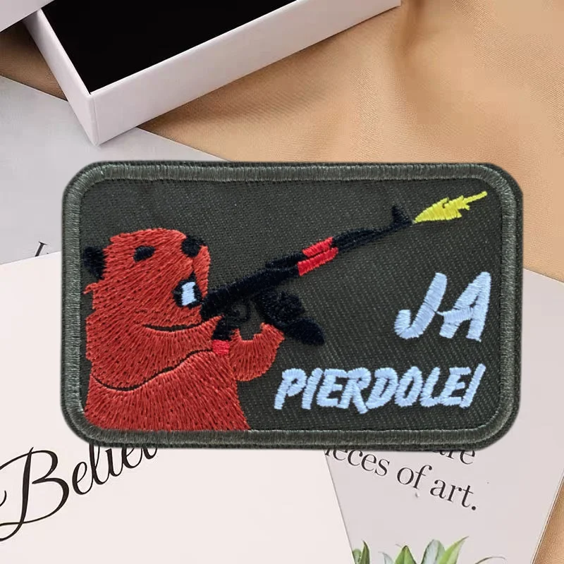 Parche bordado de oso de batalla, insignia de moral táctica con gancho y bucle, mochila, sombreros, pegatina decorativa, parches para brazalete para ropa - imagen 2