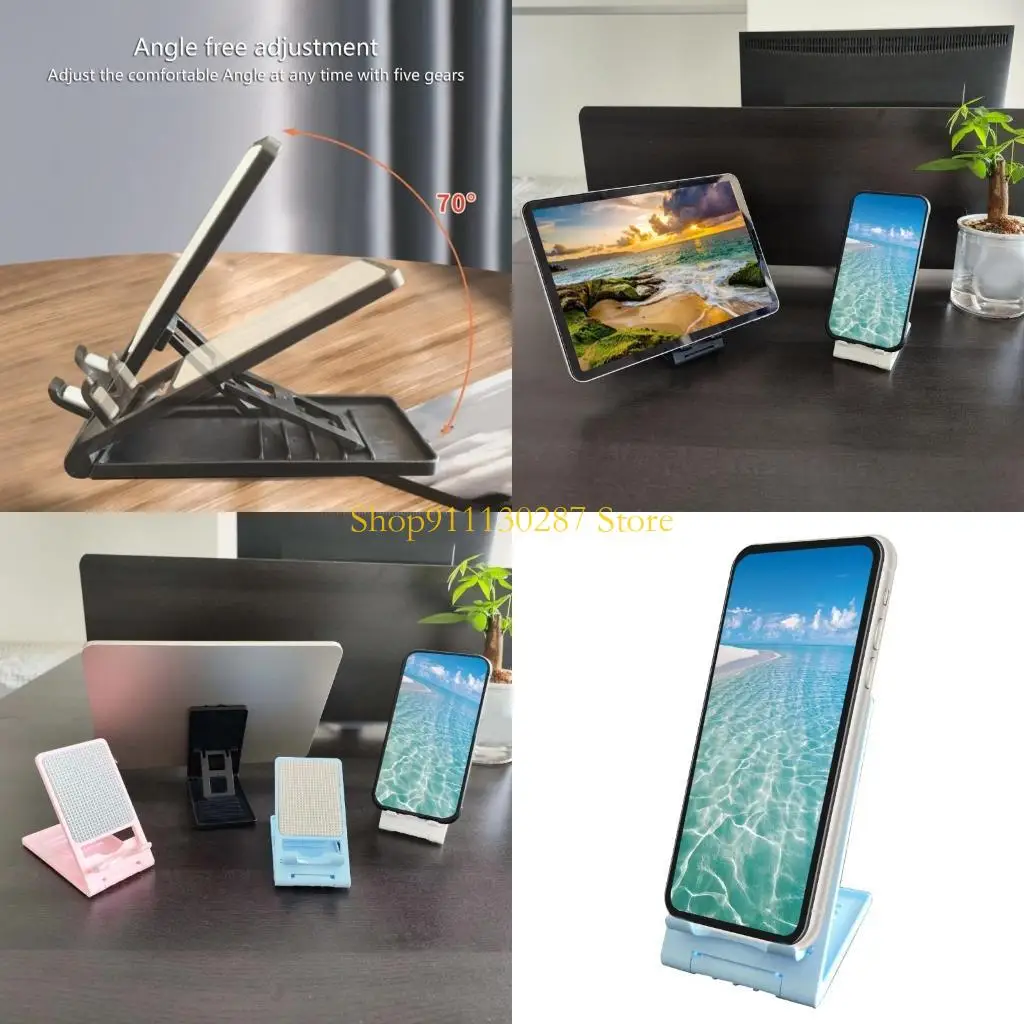 Soporte teléfono celular plegable J1HC, portavasos escritorio plegable completamente ajustable soporte muelle cuna