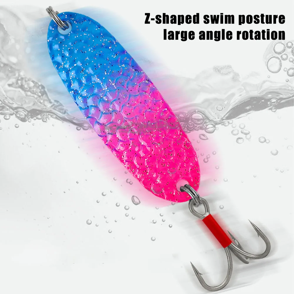 Señuelos giratorios de Metal, cebos de cucharas de pesca con ganchos, aparejos giratorios, equipo de lentejuelas duras, Señuelos de Pesca para Lucio, perca y lubina, 5 uds. - imagen 5