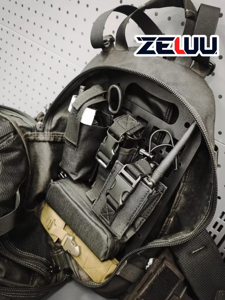 Tactical MOLLE Grid Panel for Backpack, Portable Storage Organizer with Pouch Attachment, Lightweight & Compact - imagen 3