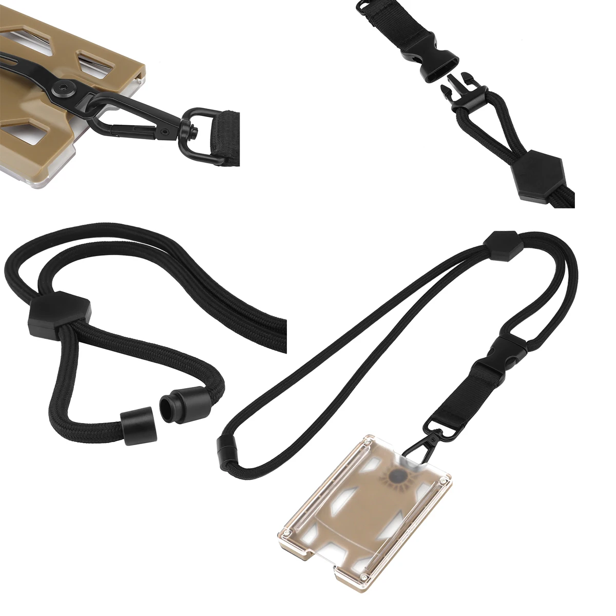 Ligero T4 QD hebilla titular de la insignia cartera tarjetero ranura de acero cordón mosquetón Clip de acero