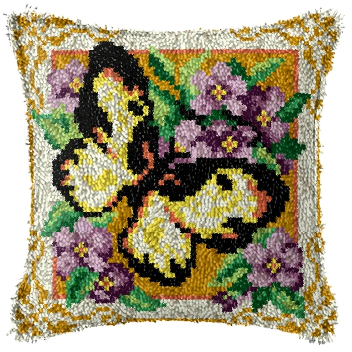 Juego de ganchos de pestillo de estilo mariposa, Kit de gancho de pestillo de bordado, Serie de flores, gancho de pestillo, almohadilla de botón de almohada, paquete de decoración DIY - imagen 3