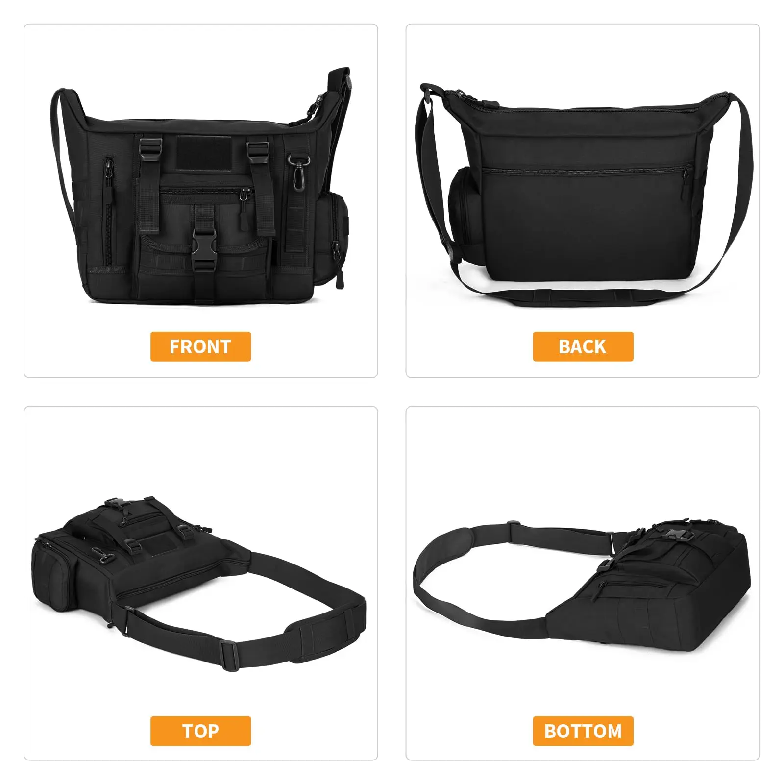 Bolso de hombro táctico, bandolera militar, bolso bandolera, bolso de hombro repelente al agua, bolso de mensajero, maletín con Shou ajustable - imagen 2