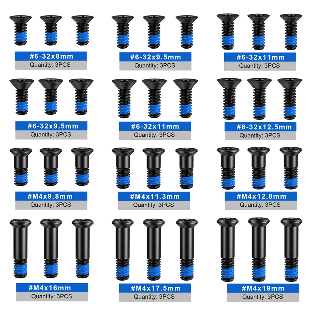 36 tornillos de punto rojo con cabeza T10 para montaje de óptica de mira de punto rojo M4 # 6-32 tornillos con accesorios de caza con casillero de hilo azul